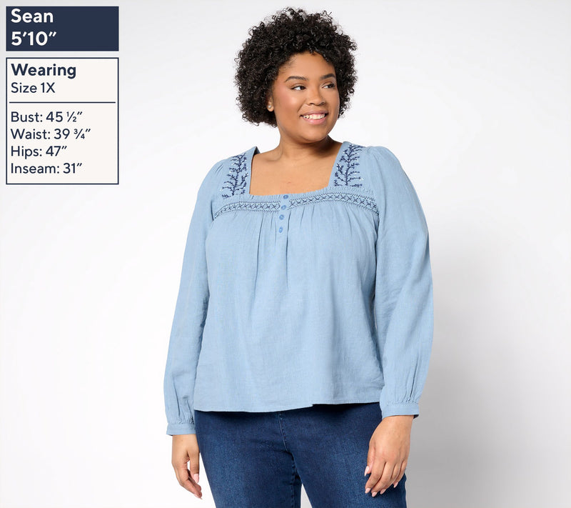 Me by Jennie Garth Linda Embroidered Blouse — View 4