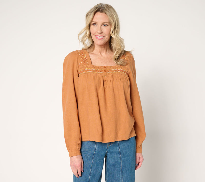 Me by Jennie Garth Linda Embroidered Blouse — View 13