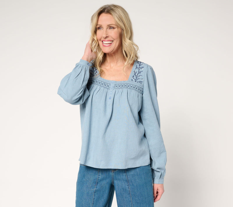 Me by Jennie Garth Linda Embroidered Blouse — View 14
