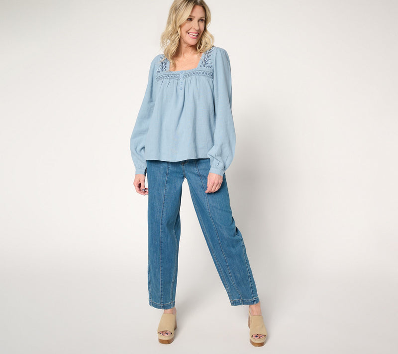 Me by Jennie Garth Linda Embroidered Blouse — View 7