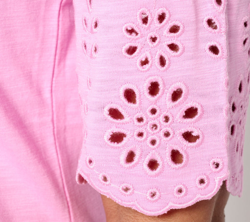 Belle by Kim Gravel Slub Knit Scallop Sleeve Boatneck Top — View 6