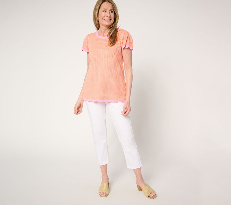 Belle by Kim Gravel Born to Bloom Crochet Scallop Sweater — View 7