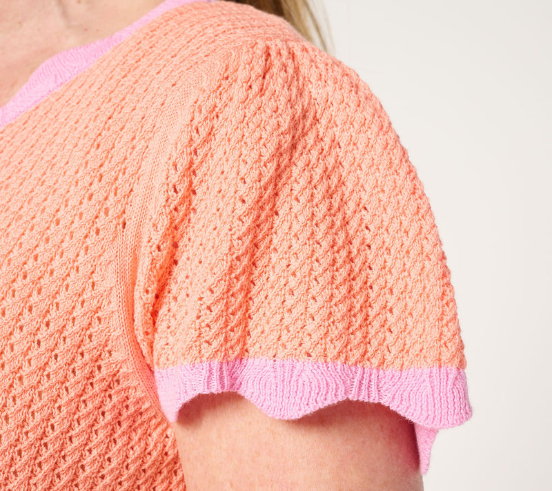 Belle by Kim Gravel Born to Bloom Crochet Scallop Sweater — View 8