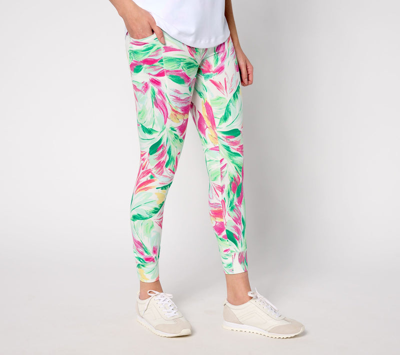 Belle Body by Kim Gravel Regular Watercolor Palm Crop Joggers — View 10