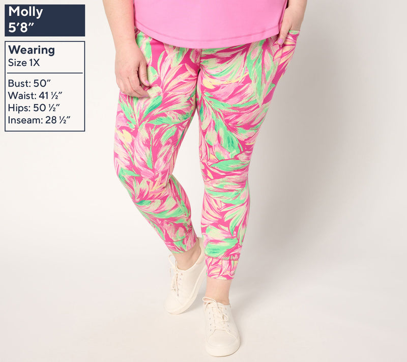 Belle Body by Kim Gravel Regular Watercolor Palm Crop Joggers — View 2