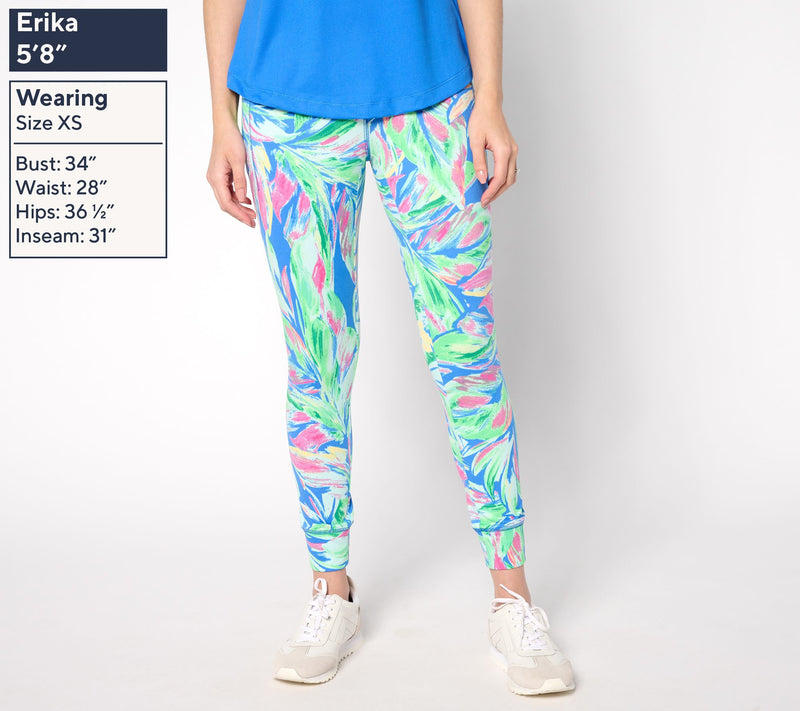 Belle Body by Kim Gravel Regular Watercolor Palm Crop Joggers — View 3