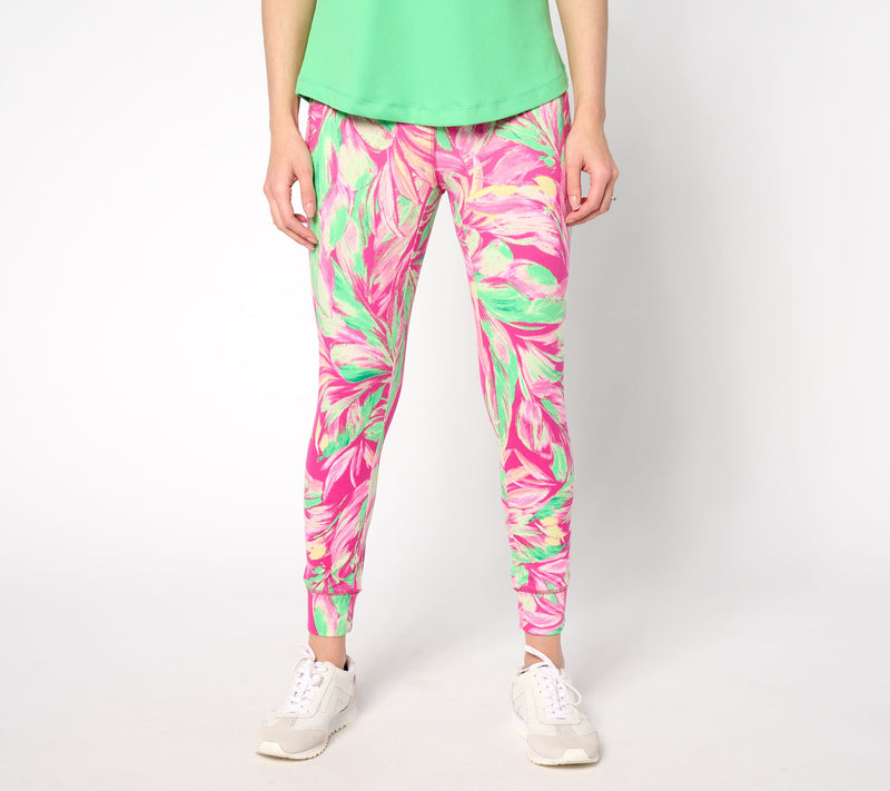 Belle Body by Kim Gravel Regular Watercolor Palm Crop Joggers — View 11