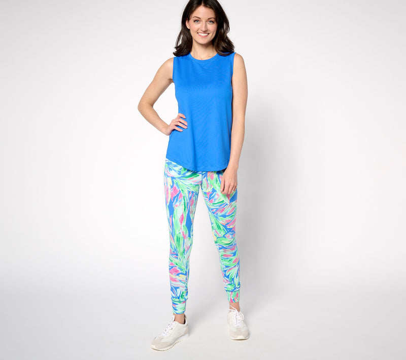 Belle Body by Kim Gravel Petite Watercolor Palm Crop Joggers — View 5