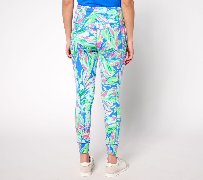 Belle Body by Kim Gravel Petite Watercolor Palm Crop Joggers — View 4