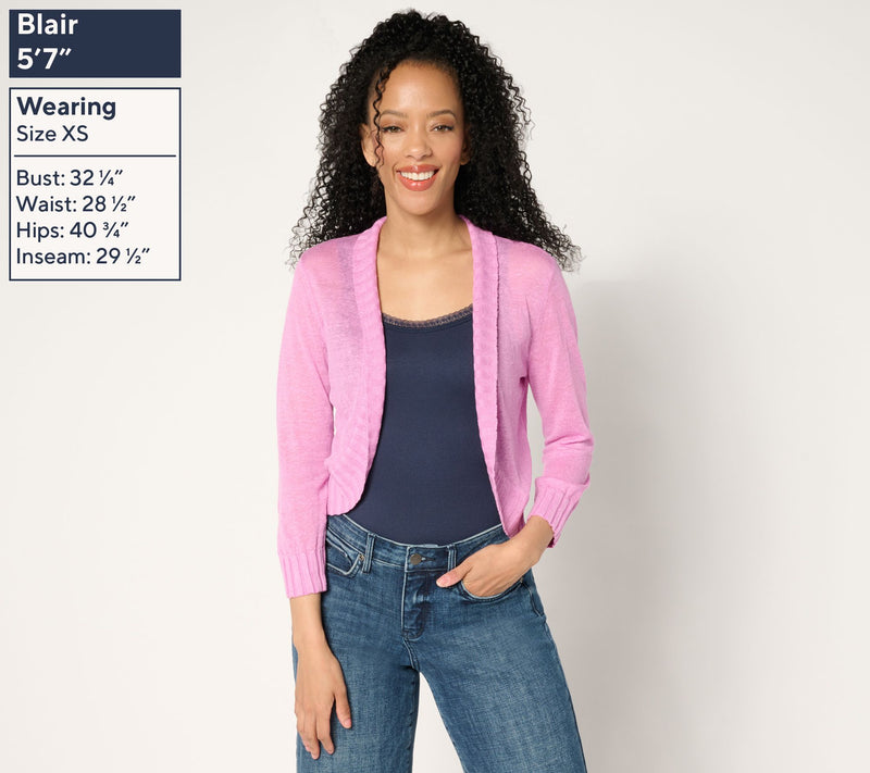 NIC+ZOE Bolero Cardigan with Rib Detailing — View 2