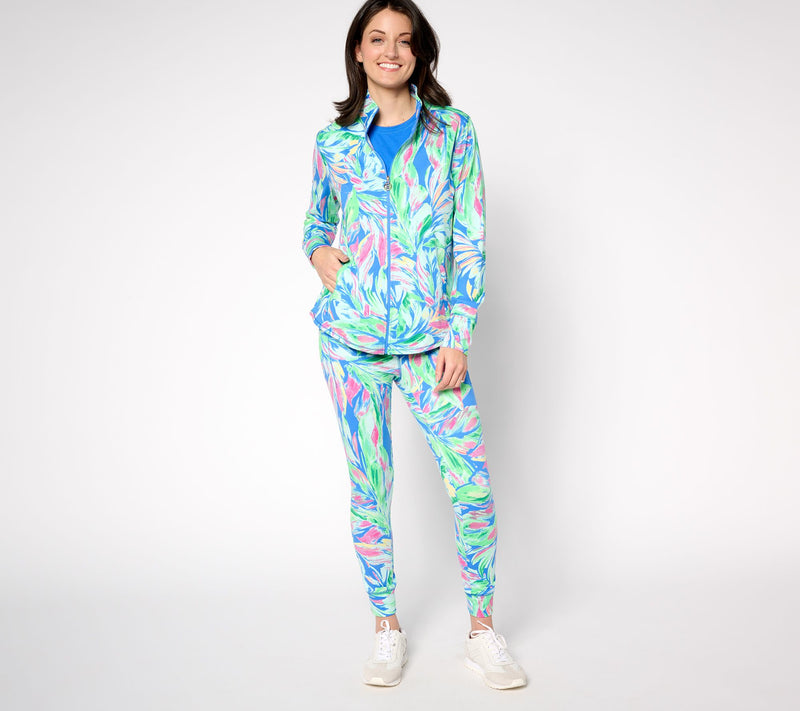 Belle Body By Kim Gravel Watercolor Palm Athletic Zip Jacket — View 10