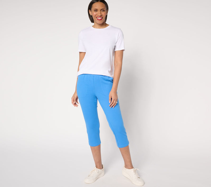 Belle by Kim Gravel Regular French Terry Pop of Neon Zip Capri Pants — View 5