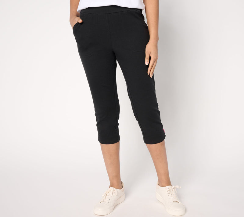 Belle by Kim Gravel Regular French Terry Pop of Neon Zip Capri Pants — View 10