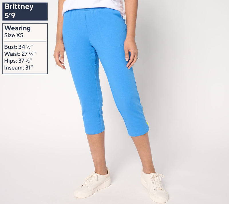 Belle by Kim Gravel Regular French Terry Pop of Neon Zip Capri Pants — View 3