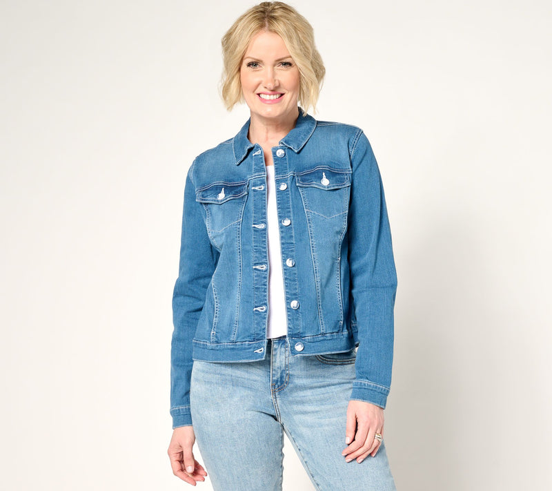 Belle by Kim Gravel TripleLuxe Denim Topstitch Jean Jacket — View 8