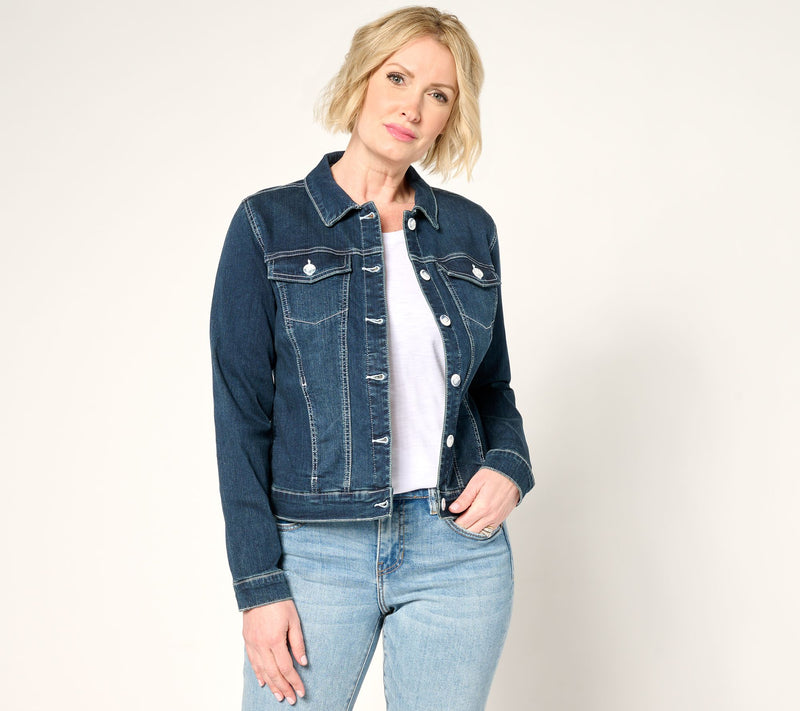 Belle by Kim Gravel TripleLuxe Denim Topstitch Jean Jacket — View 9