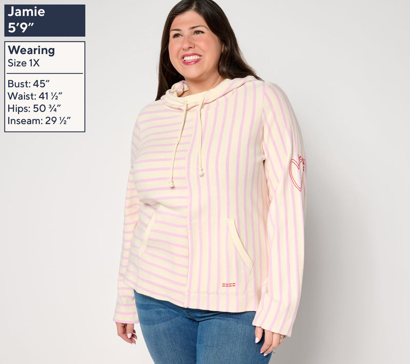 Peace Love World 100% Cotton Mixed Striped Hooded Tunic — View 2