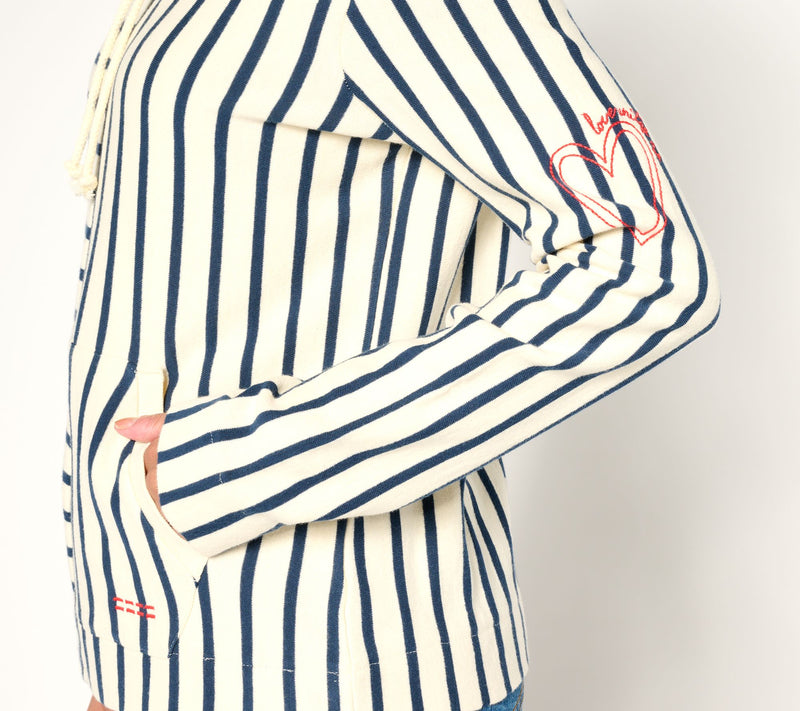 Peace Love World 100% Cotton Mixed Striped Hooded Tunic — View 6