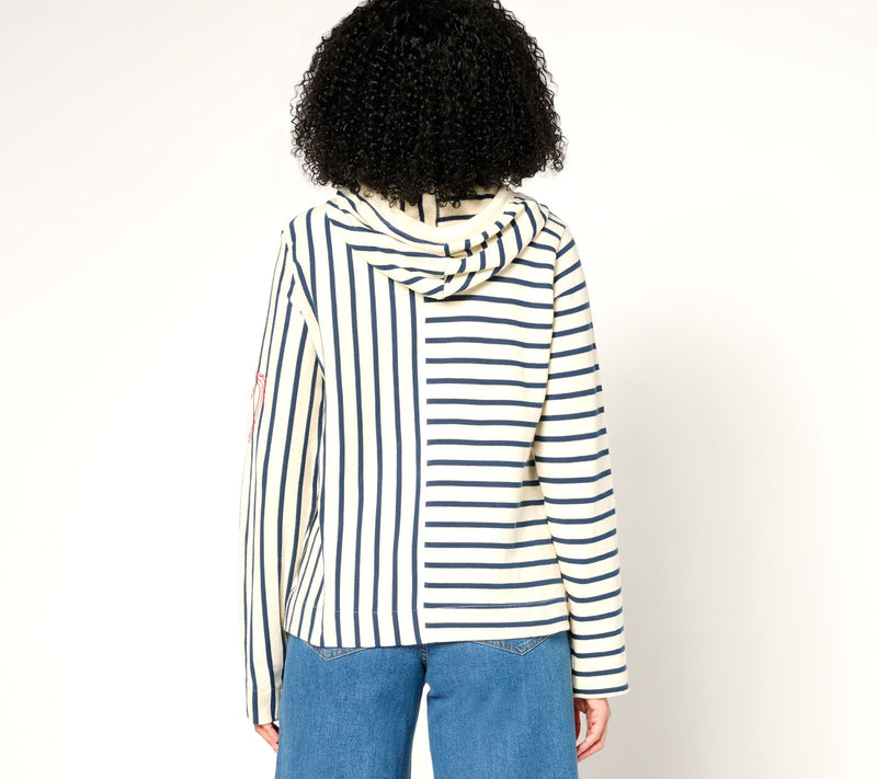 Peace Love World 100% Cotton Mixed Striped Hooded Tunic — View 4