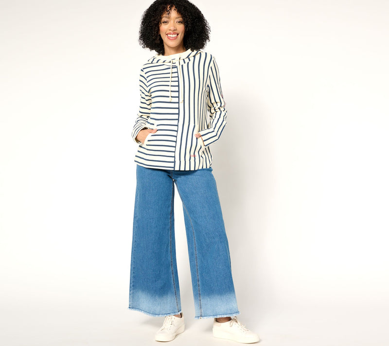 Peace Love World 100% Cotton Mixed Striped Hooded Tunic — View 5