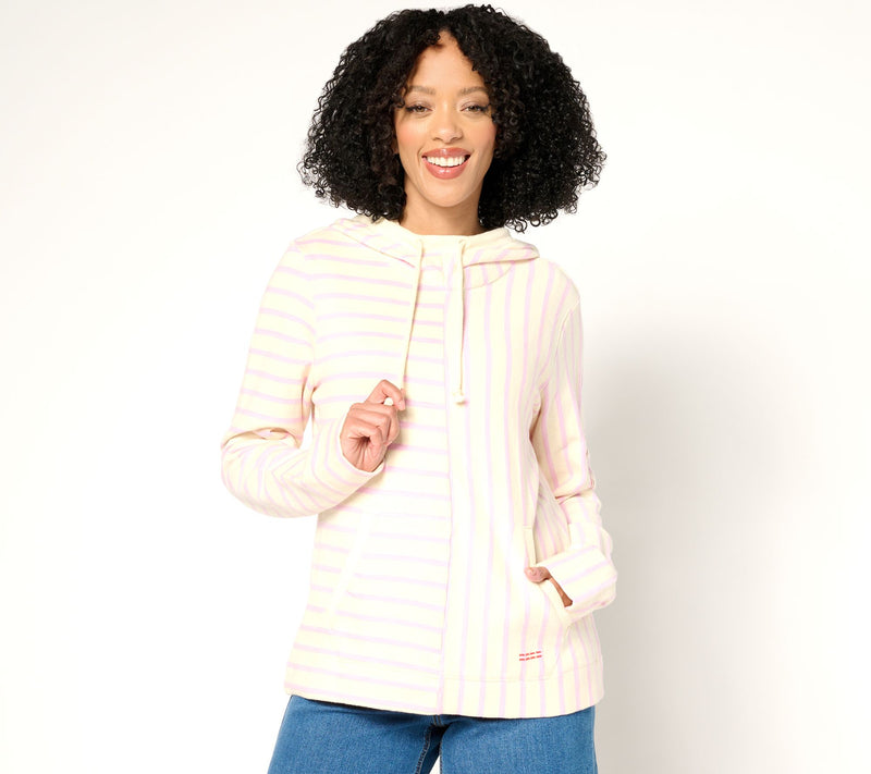 Peace Love World 100% Cotton Mixed Striped Hooded Tunic — View 12