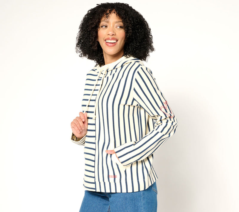 Peace Love World 100% Cotton Mixed Striped Hooded Tunic — View 13