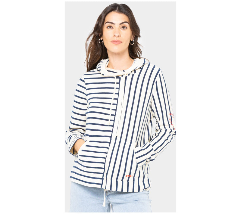 Peace Love World 100% Cotton Mixed Striped Hooded Tunic — View 7