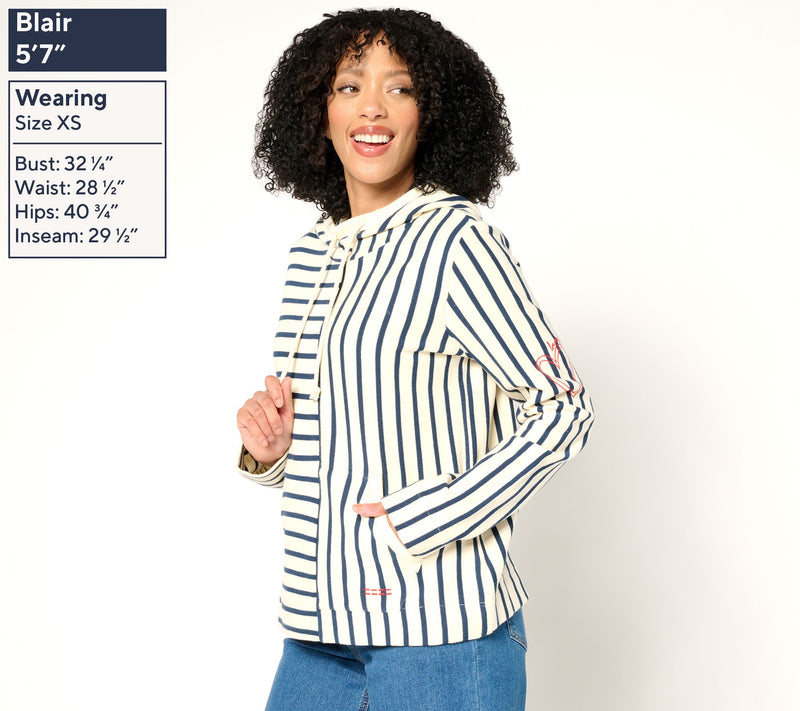Peace Love World 100% Cotton Mixed Striped Hooded Tunic — View 3