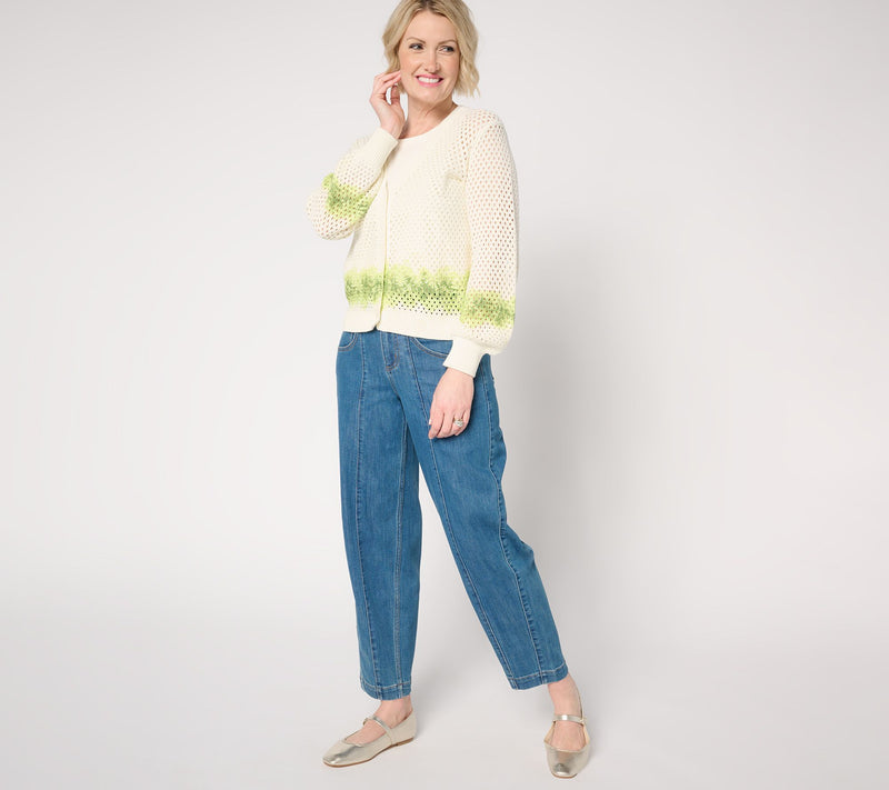 Peace Love World 100% Cotton Open-Stitch Cardigan — View 4