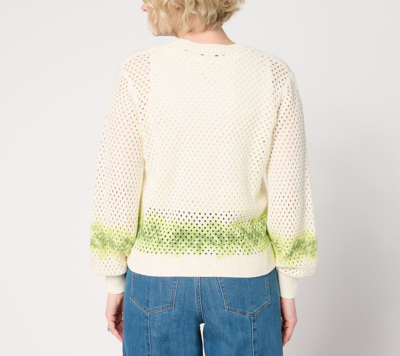Peace Love World 100% Cotton Open-Stitch Cardigan — View 3