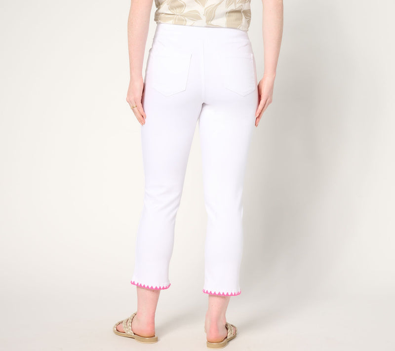 Belle by Kim Gravel Regular TripleLuxe Twill Crochet Trim Crop Jean — View 4