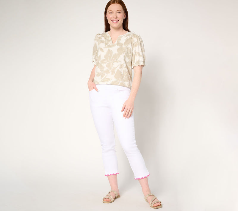 Belle by Kim Gravel Petite TripleLuxe Twill Crochet Trim Crop Jean — View 4