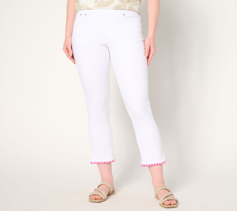 Belle by Kim Gravel Petite TripleLuxe Twill Crochet Trim Crop Jean — View 8