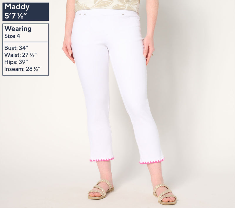 Belle by Kim Gravel Petite TripleLuxe Twill Crochet Trim Crop Jean — View 2