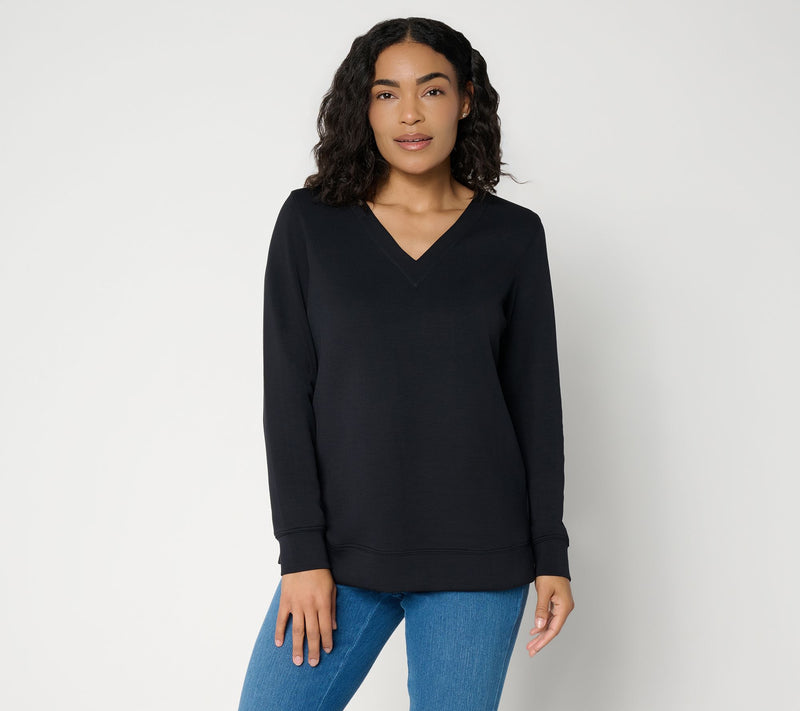 Belle by Kim Gravel ScubaLuxe Sunset Hues V Neck Pullover — View 14