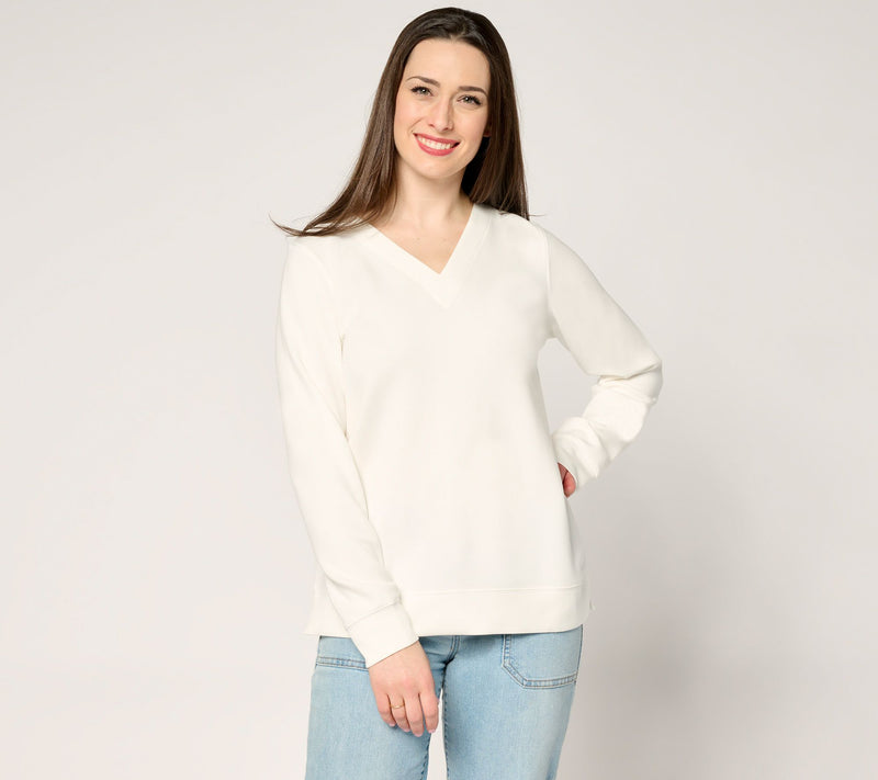 Belle by Kim Gravel ScubaLuxe Sunset Hues V Neck Pullover — View 15