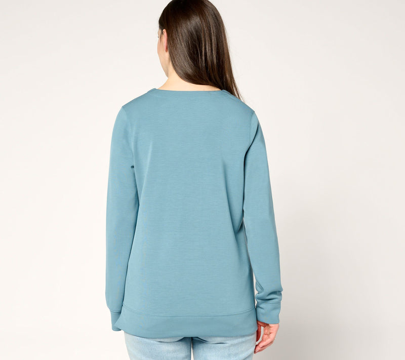 Belle by Kim Gravel ScubaLuxe Sunset Hues V Neck Pullover — View 4