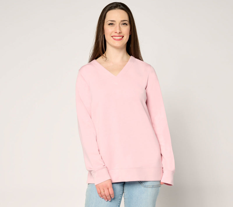 Belle by Kim Gravel ScubaLuxe Sunset Hues V Neck Pullover — View 16