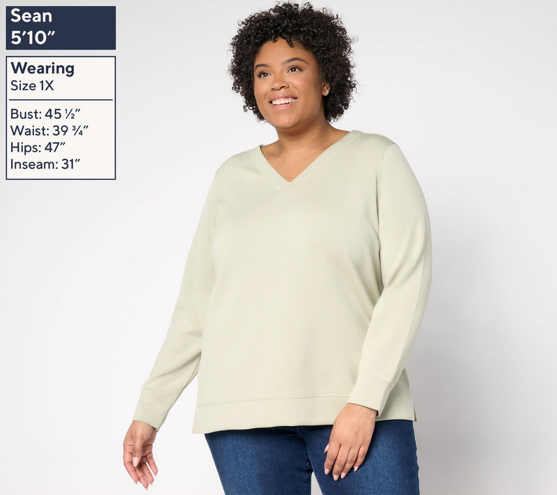 Belle by Kim Gravel ScubaLuxe Sunset Hues V Neck Pullover — View 2