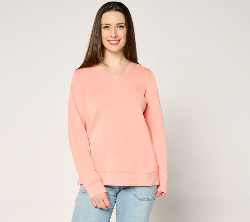 Belle by Kim Gravel ScubaLuxe Sunset Hues V Neck Pullover — View 19