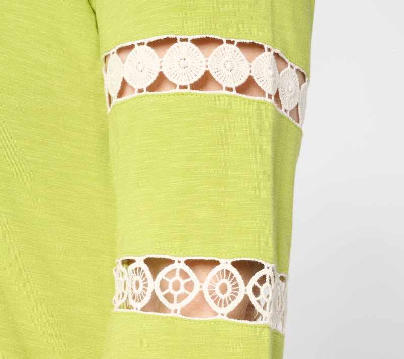Belle by Kim Gravel Safari and Away Slub Knit Open Trim Top — View 6