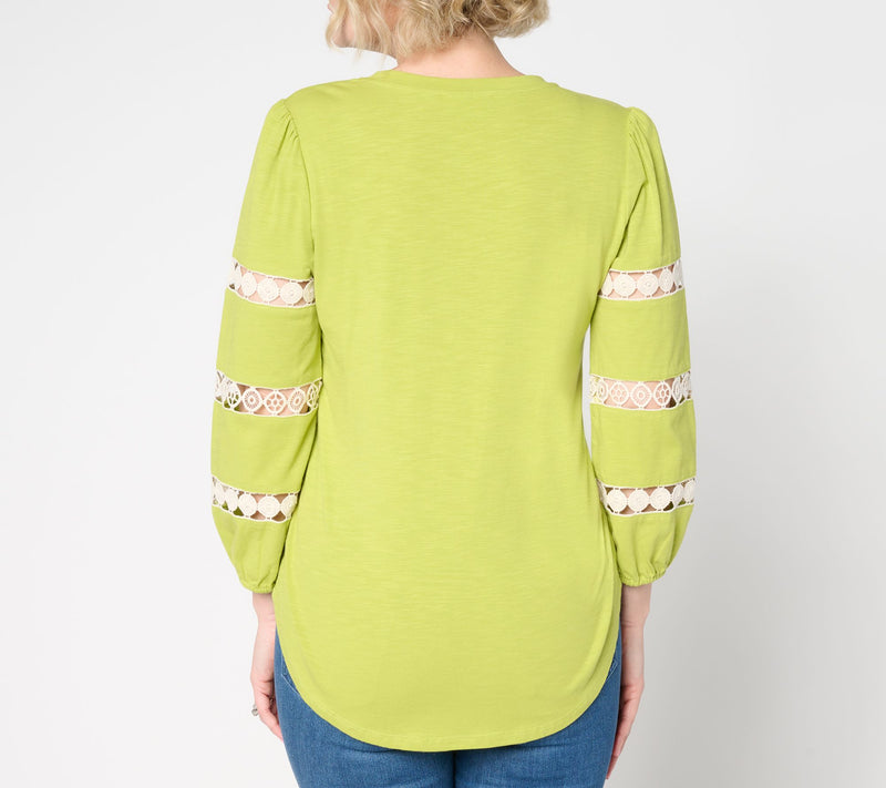 Belle by Kim Gravel Safari and Away Slub Knit Open Trim Top — View 4