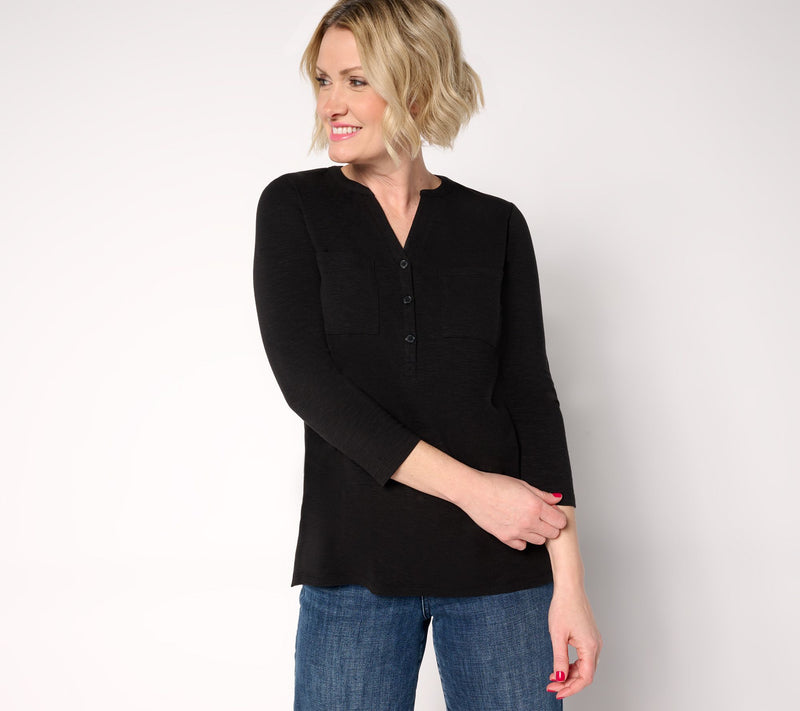 Belle by Kim Gravel Safari and Away Slub Knit Utility Henley — View 13