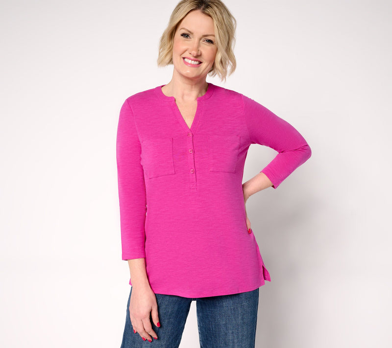 Belle by Kim Gravel Safari and Away Slub Knit Utility Henley — View 15