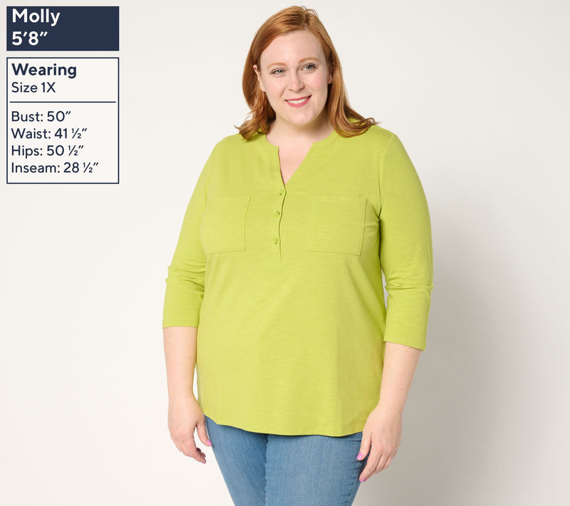 Belle by Kim Gravel Safari and Away Slub Knit Utility Henley — View 2