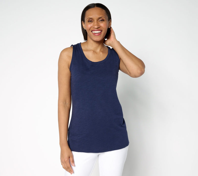 Belle by Kim Gravel Slub Knit Scoop Neck Tank — View 6
