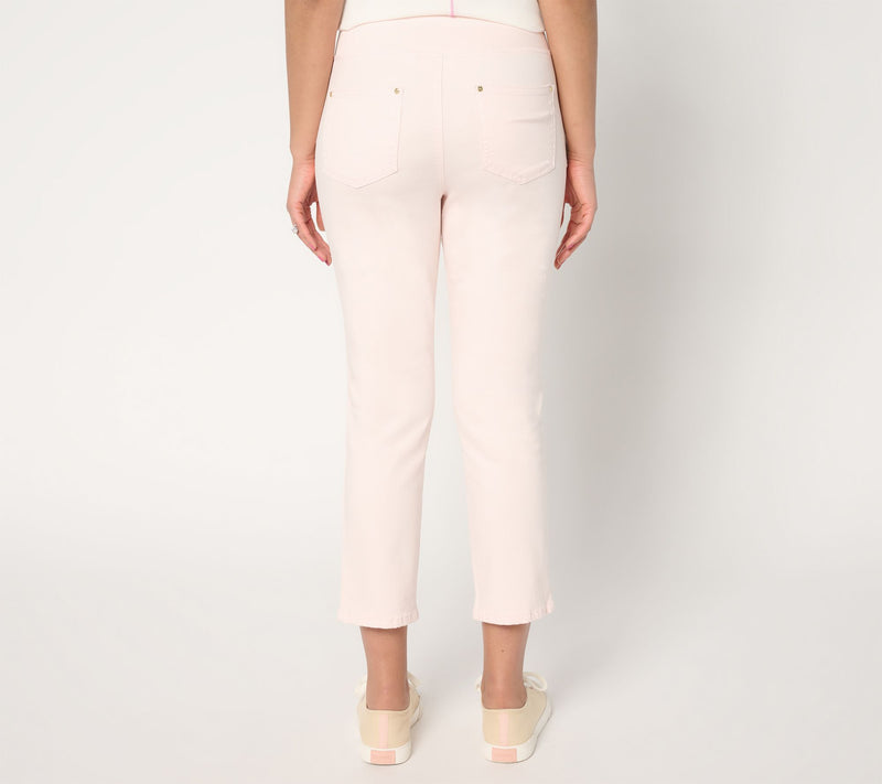 Belle by Kim Gravel Regular TripleLuxe Twill Gold Palm Crop Jeans — View 4