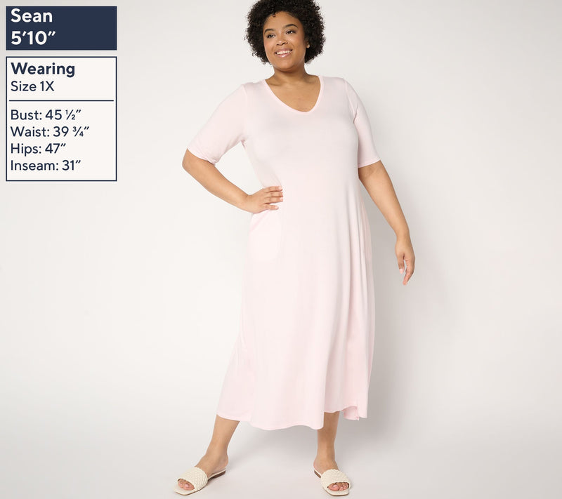 Belle by Kim Gravel Regular Rayon Spandex Elbow Sleeve Maxi Dress — View 14