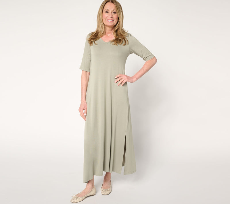 Belle by Kim Gravel Regular Rayon Spandex Elbow Sleeve Maxi Dress — View 5
