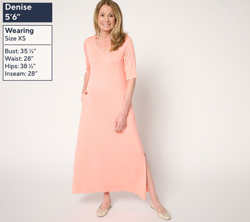 Belle by Kim Gravel Rayon Spandex Elbow Sleeve Maxi Dress — View 3